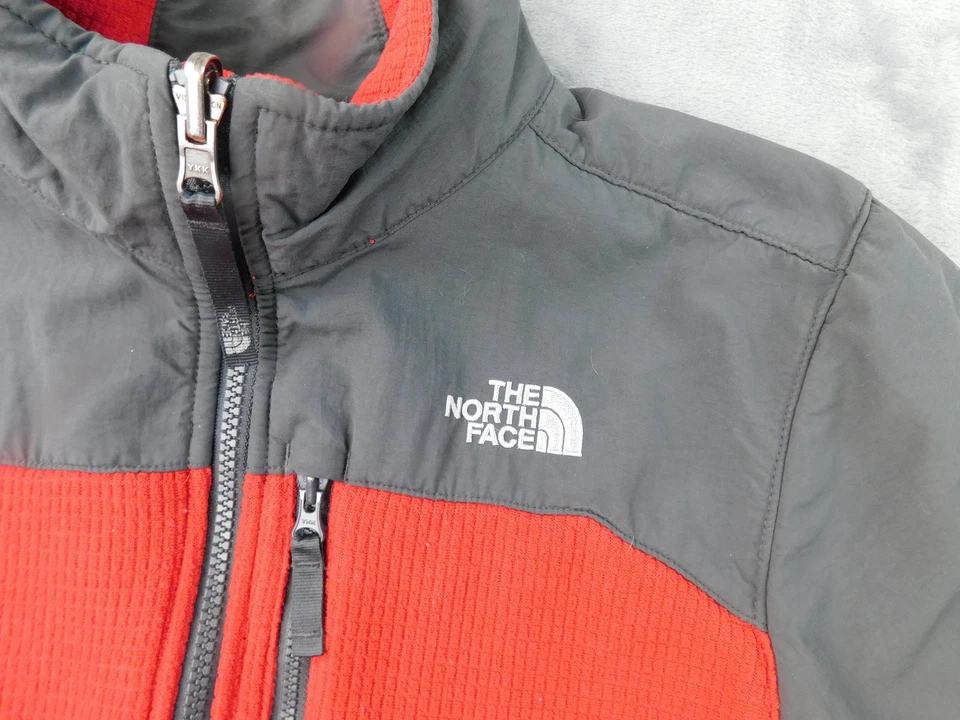 Chaqueta North Face Juvenil 14 16 Grande Rojo Gris Polar Cremallera Completa Abrigo Exterior Foto 2 de 4