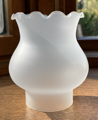 #ad Frosted Glass ruffled Lamp Chimney Hurricane Globe 2quot; Fitter 3.75quot; Tall $13.95