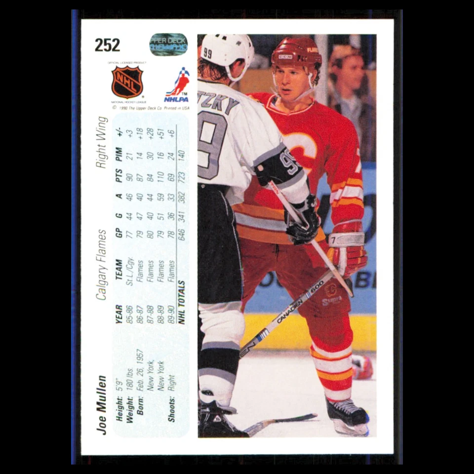 Joe Mullen #252 1990 Upper Deck Calgary Flames Hockey Card NHL NM - Image 2 of 3