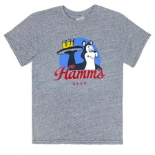 Hamm's Beer Bear with Beer Tray Retro T-Shirt Grey