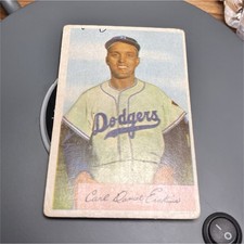 1954 Bowman Carl Erskine #10 Black Loop Printing Error (CHECK PHOTOS)