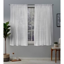 Set of 2 96"x50" Belgian Textured Linen Rod Pocket Sheer Window Curtain