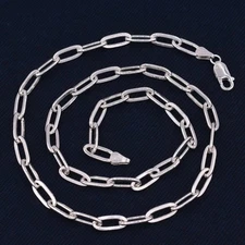 5.4mm Paperclip Chain Necklace 14K White Gold-Plated Sterling Silver 925 20"