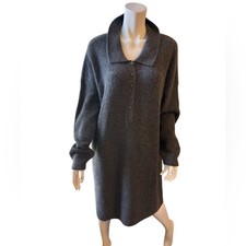 NWT Treasure & Bond Ribbed Sweater Dress XXL Charcoal Heather Button Front