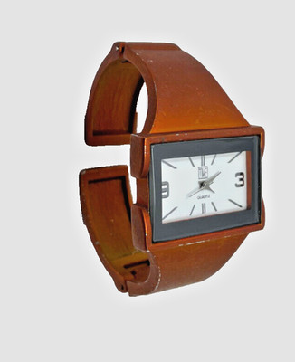 Ladies Quartz Wristwatch Orange Bangle 6'' Band Time Square - NEW Battery