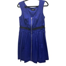 GUESS LA Women’s Bright Blue Zip Front Pleated Dress Size 12