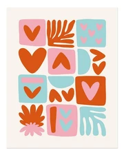 Colorful Abstract Hearts Wall Art Poster for Modern Decor Home Decor