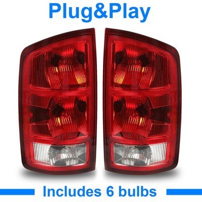 DOT Tail Lights Brake Lamps w/Bulbs For Dodge Ram 1500 2500 3500 2002-2006 03 04