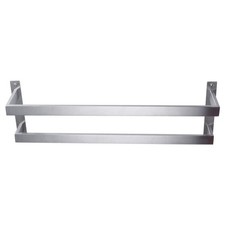 24" Brushed Nickel Wall-Mounted Double Towel Bar Rack