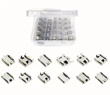 12 Types Micro USB Sockets Kit Jack Plug Connector,USB-b Repair Replacement Adap