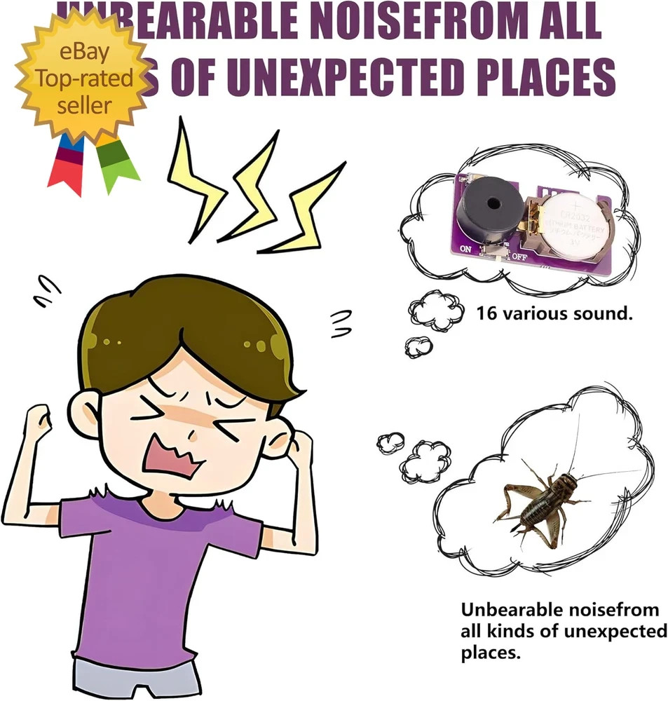 3Pcs Cricket Noise Maker Prank,With 16 Sounds Beeping for Several Months Hidden
