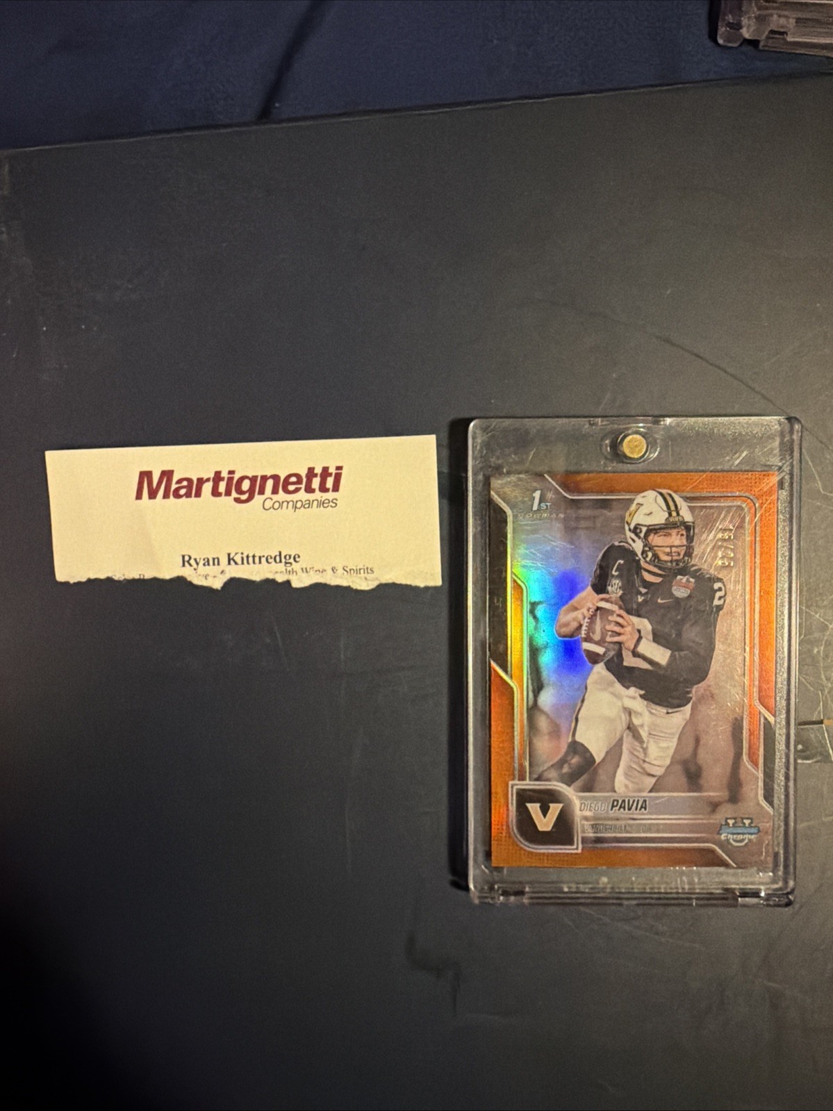 Diego Pavia 2025 Bowman U University 1st Chrome Prospect Orange Refractor /25