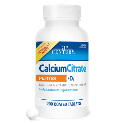21st Century Calcium Citrate D3 Supplement 200 Count Easy to Swallow Tablets