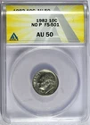 1982 ANACS AU 50 No P FS-501 Roosevelt Dime
