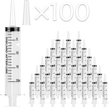 100 Pack 20Ml Syringes, Plastic Syringes with Catheter Tip and Cap, Individually