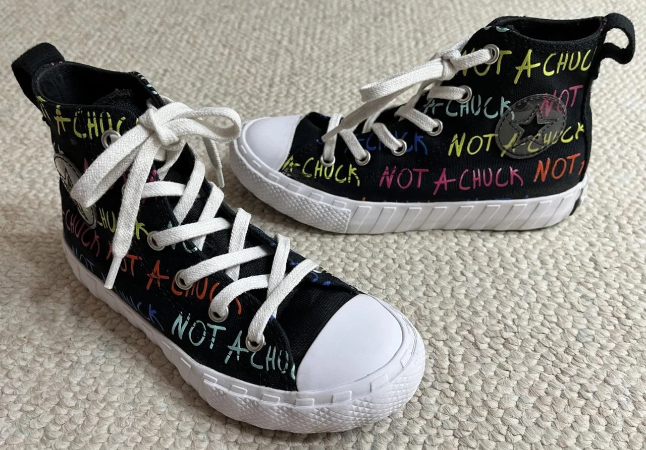 Scarpe sneakers alte Converse bambina taglia 1 nere multicolore non un chuck