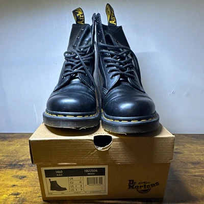 Dr. Martens 1460 Black Leather Lace-Up Ankle Combat Boots UK 7 Cushioned