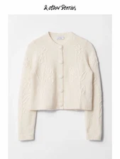 & Other Stories Cream Floral Knit Cardigan 2024 Winter
