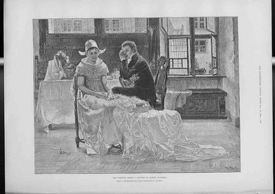 Original altes antikes Druck Brautkleid von S Richards Fine Art 1891 viktorianisch