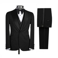 Floral Paisley Men Suits Shawl Lapel Beads Single Breasted Wedding Tuxedo Groom