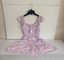 NWT Lilly Pulitzer Jilly Flare Smocked Flutter Sleave Ruffle Hem Summer Dress S