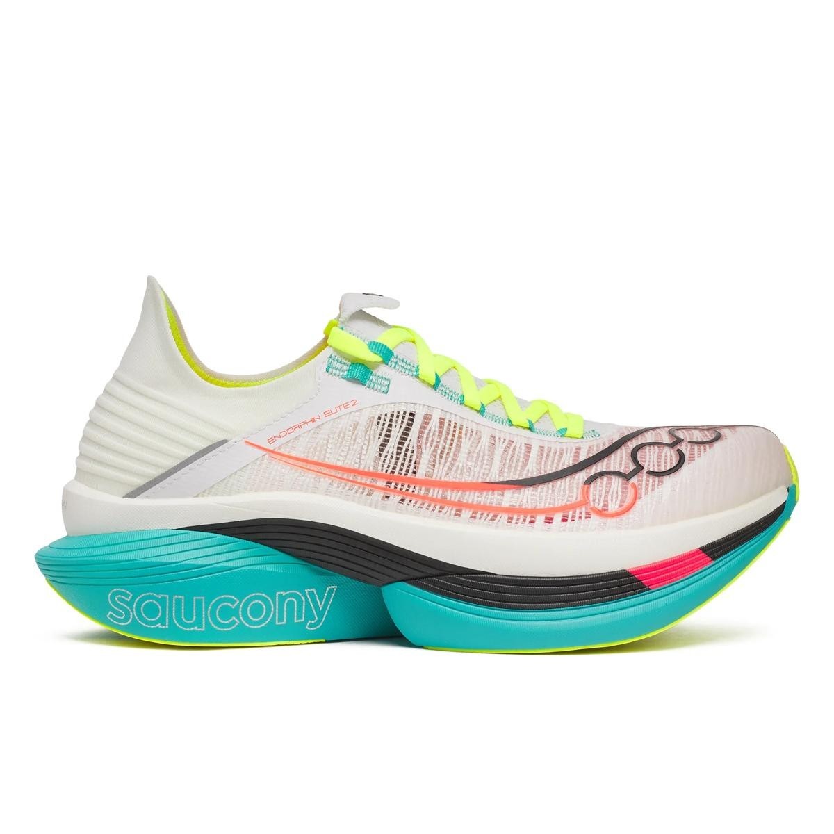 Mens NEW Saucony Endorphin Elite 2- All Sizes -White / Mutant
