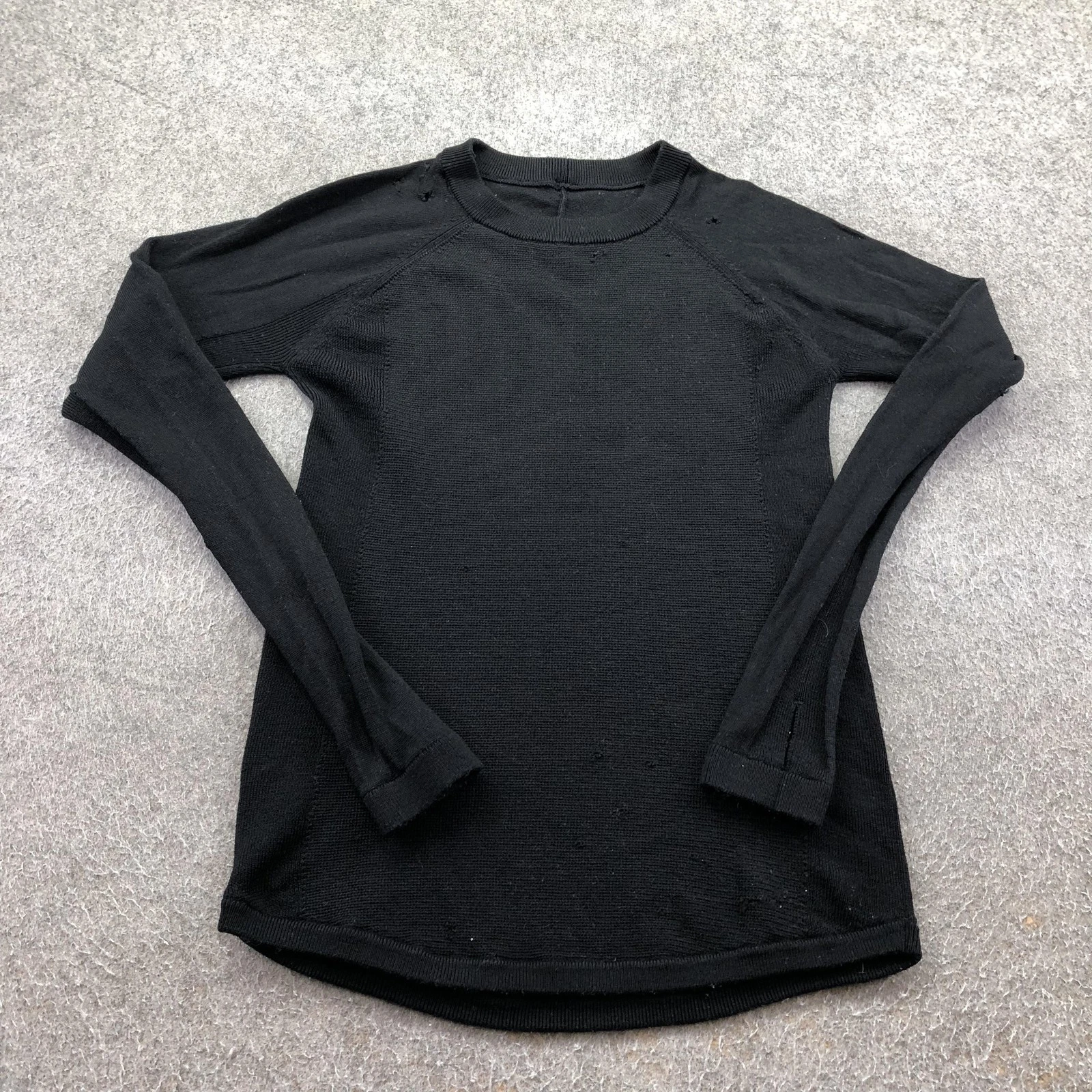 Lululemon Shirt Womens Small Black Long Sleeve Wool Thermal Running Top Athletic