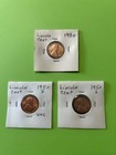 Lot #8)  1950 P-D-S 3pc Lincoln Wheat 1c Set - XF in separate coin flip holders — photo 1