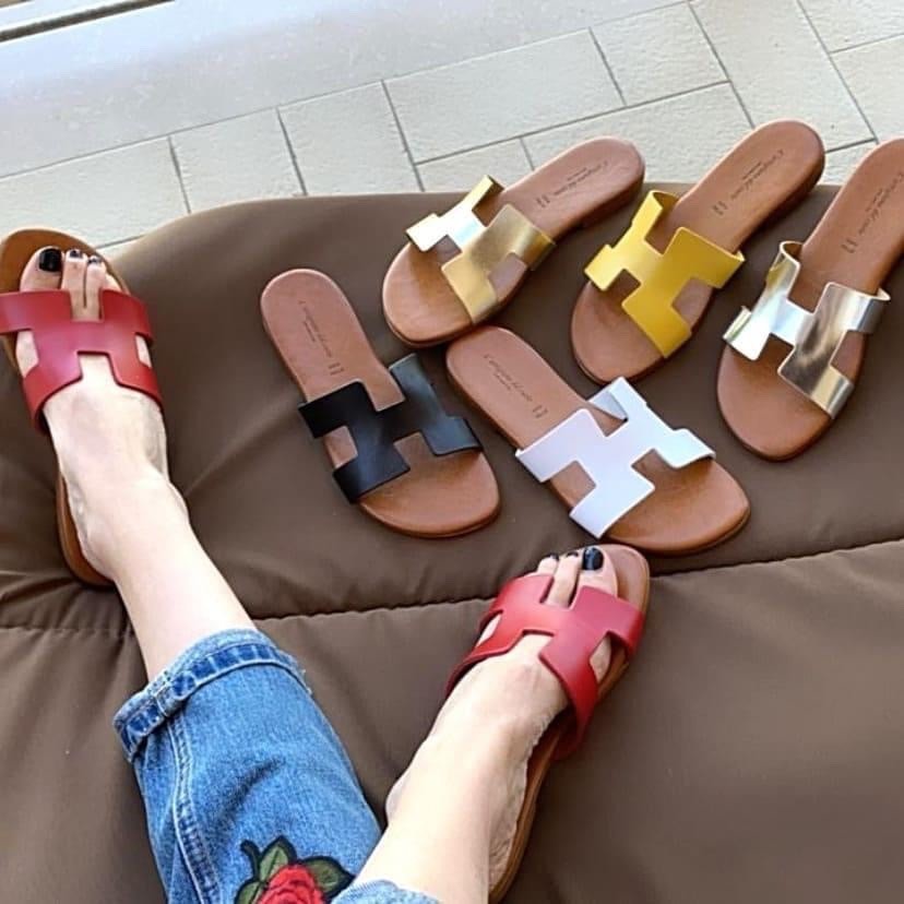 Scarpe Sandali H Artigiano Toscano Donna Estive Ciabatte Pelle Made in Italy