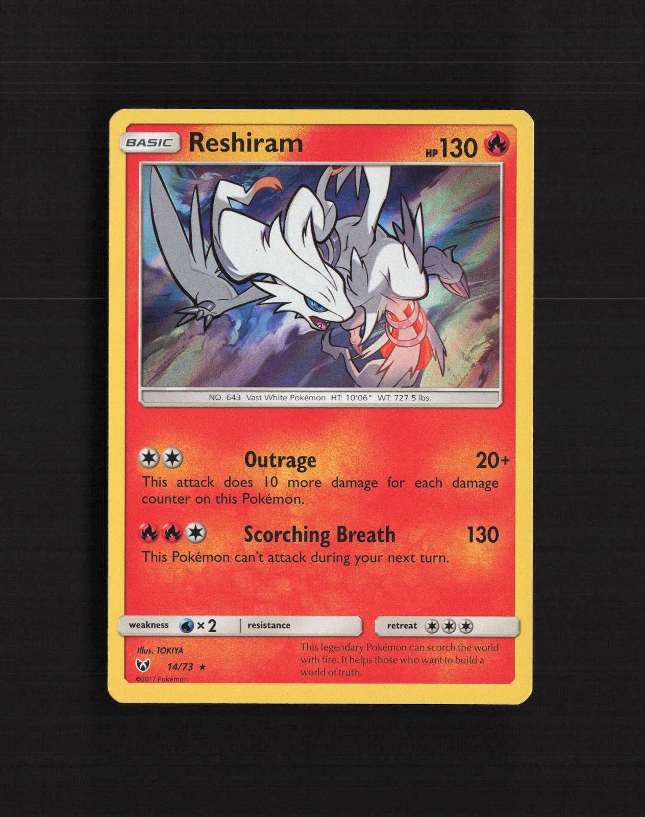 Reshiram 14/73 Shining Legends Rare Holo Pokemon Card NM