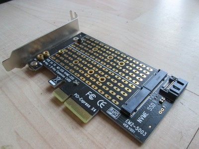 EM2-5003 Dual PCI-E X4 to M2 NVME & M2 SSD Expansion Card #C104AC