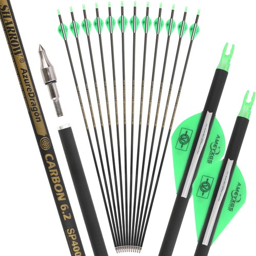 30" Pure Carbon Arrows SP300-600 Shaft Vanes Compound Recurve Bow Target Hunting - Picture 22 of 30