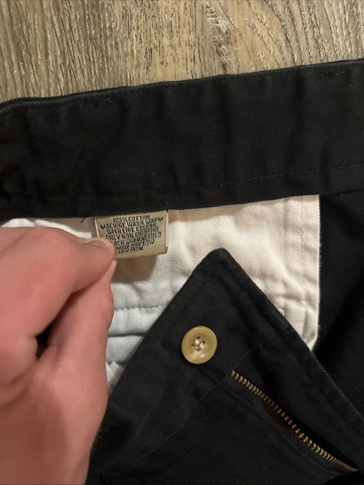 Pantalones chinos informales BILLS KHAKIS para hombre 37x28 negros delanteros planos HECHOS EN EE. UU. Algodón Foto 4 de 4