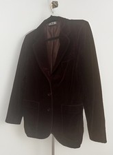 Vintage 80 s 90s Act III Deep Wine Stretch Velvet Jacket Blazer - Chest 38" USA