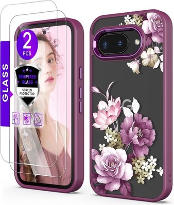 Google Pixel 10A Case + Tempered Glass Screen Protector, Slim Soft TPU + Hard PC