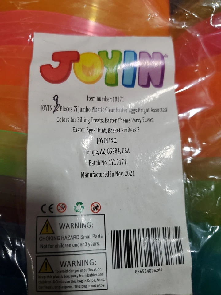 JOYIN пасхальная тематика 9 шт. большие яйца пластик прозрачные разные цвета подарки для вечеринок - Изображение 2 из 4