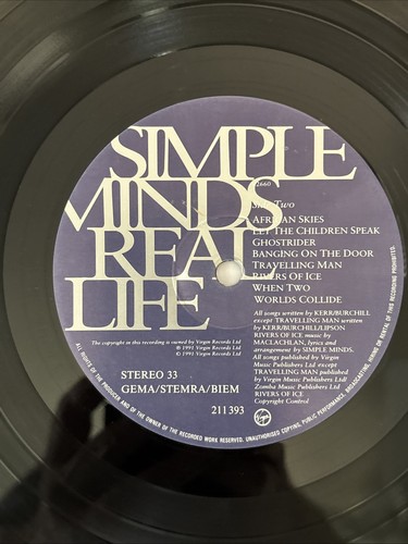 SIMPLE MINDS - Real Life (1991) Vinyl LP Record. EXCELLENT! - Picture 7 of 8