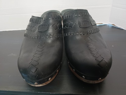 Zoccoli grossi UGG Vivica tacco a blocco donna 9 neri borchie legno Y2K Boho - Foto 7 di 14