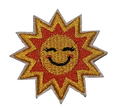SMILING HAPPY SUN - EMBROIDERED IRON-ON/SEW PATCH