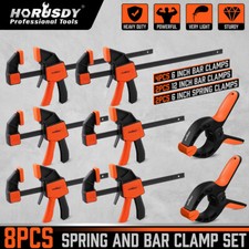 8PC Bar Clamps 12"  6" Woodworking Spring Clamps Sets Quick F Clamp with 50 LBS