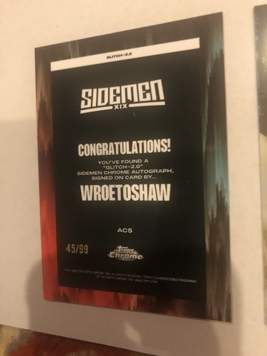 2 Wroetoshaw TOPPS CROMADOS diferentes autografiados / 99 SIDEMEN 2023 - Imagen 5 de 5