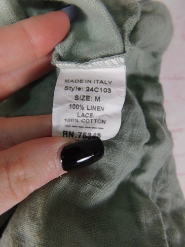 Francesca Bettini Sleeveless Sage Green Linen Button-Down Top Size M - Picture 5 of 10