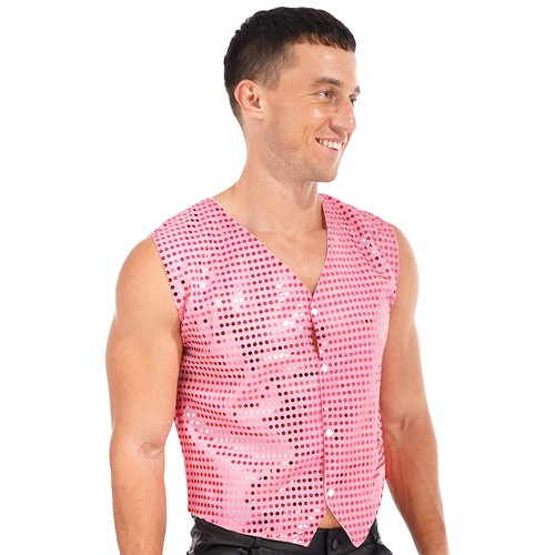 Men Women Sleeveless Waistcoats Stylish Sequin Jacket for Disco Carnival Party - Picture 67 of 83