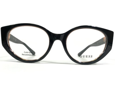 Guess GU2885 001 Black & Gold Round Oval Plastic Eyeglasses Frame 52-20-140