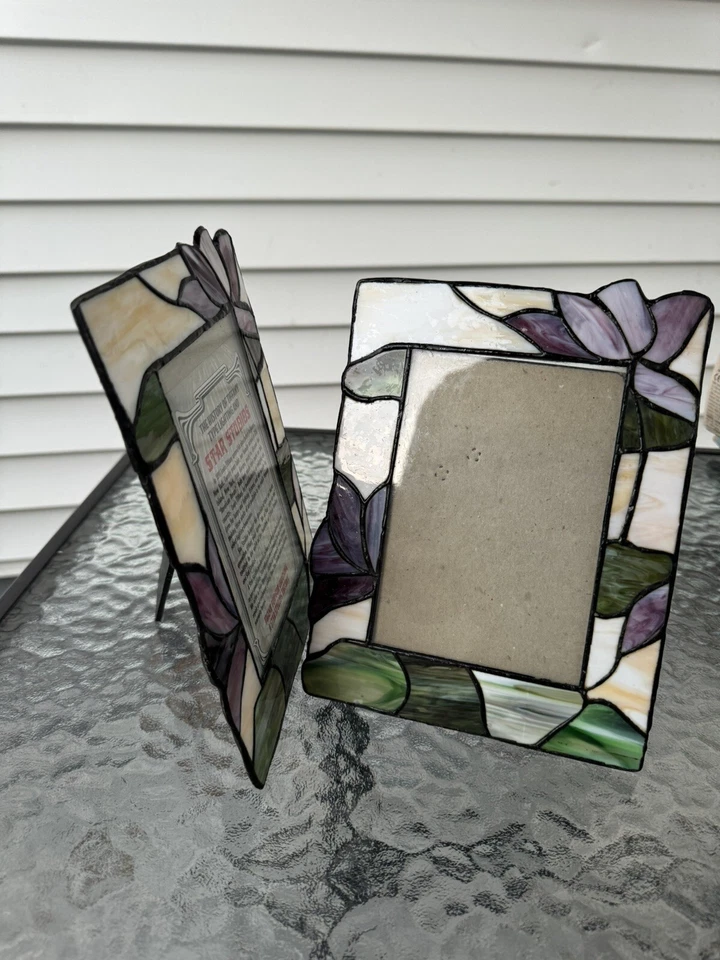 Juego de 2 marcos de fotos de vitrales florales G Foto 3 de 4
