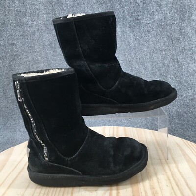 UGG Boots Womens 6 Mayfaire Mid Calf Snow Winter Side Zippers Black Leather