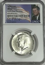 1964 D NGC MS65 Silver Kennedy First Year of Issue JFK Coin Signature Label 50C
