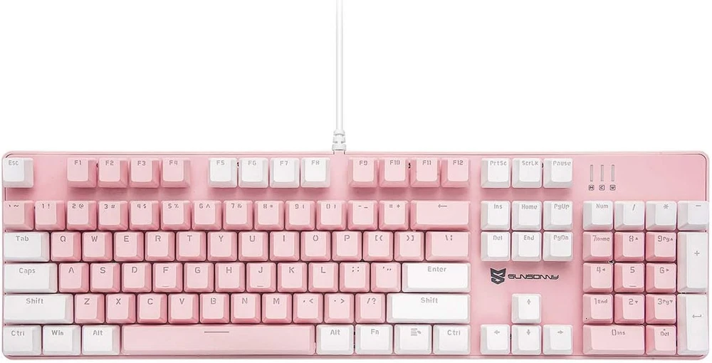 Blue Switch Pink & White Backlit Mechanical Gaming Keyboard for Enhanced Performance