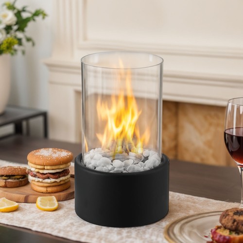 Tischkamin Edelstahl Bio Ethanol Feuerstelle Glas Gel Tischfeuer Tischfeuer Neu* - Bild 8 von 8