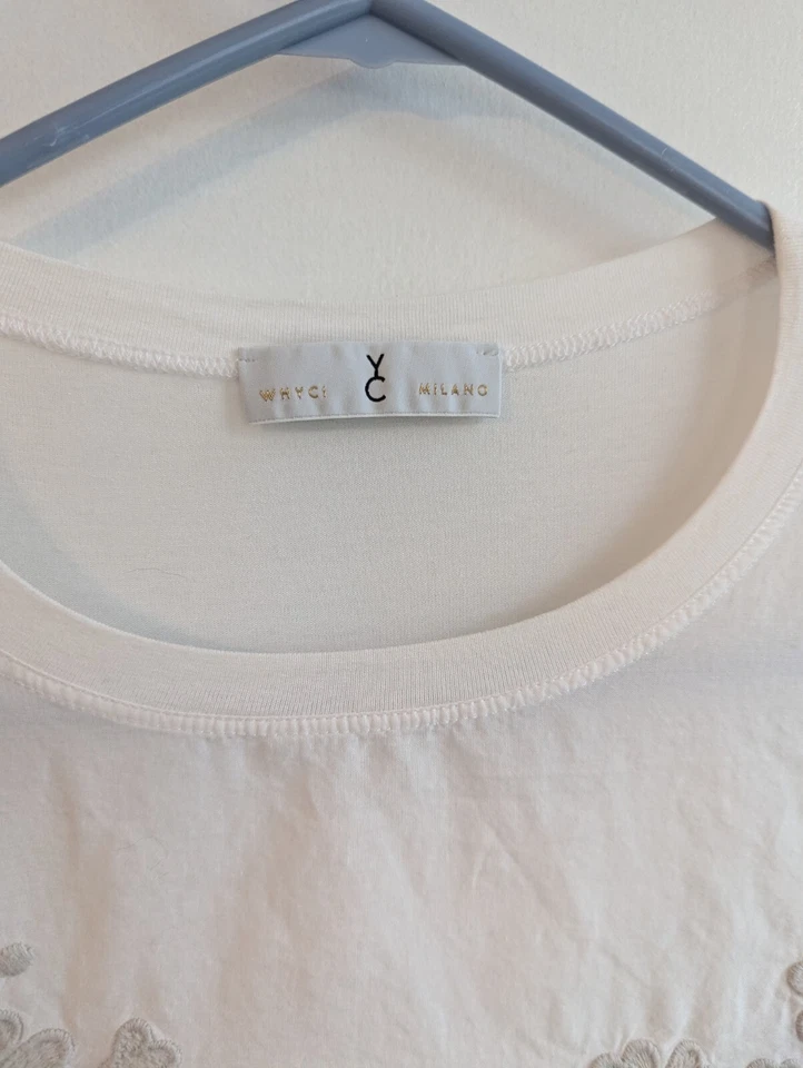 Top para mujer Whyci YC Milano bordado manga 3/4 hecho en Italia talla 42 o pequeño Foto 2 de 4